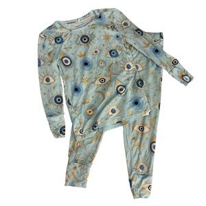 Posh Peanut Blue and Gold Kids Pajama Set